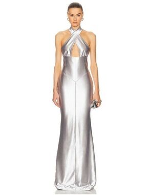 Retrofete Charity Maxi Dress in Silver size small NWD